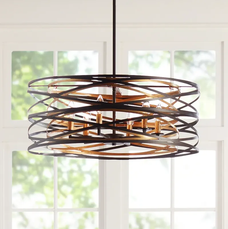 Minka Lavery Vortic Flow 26" Dark Bronze and Gold 6-Light Pendant