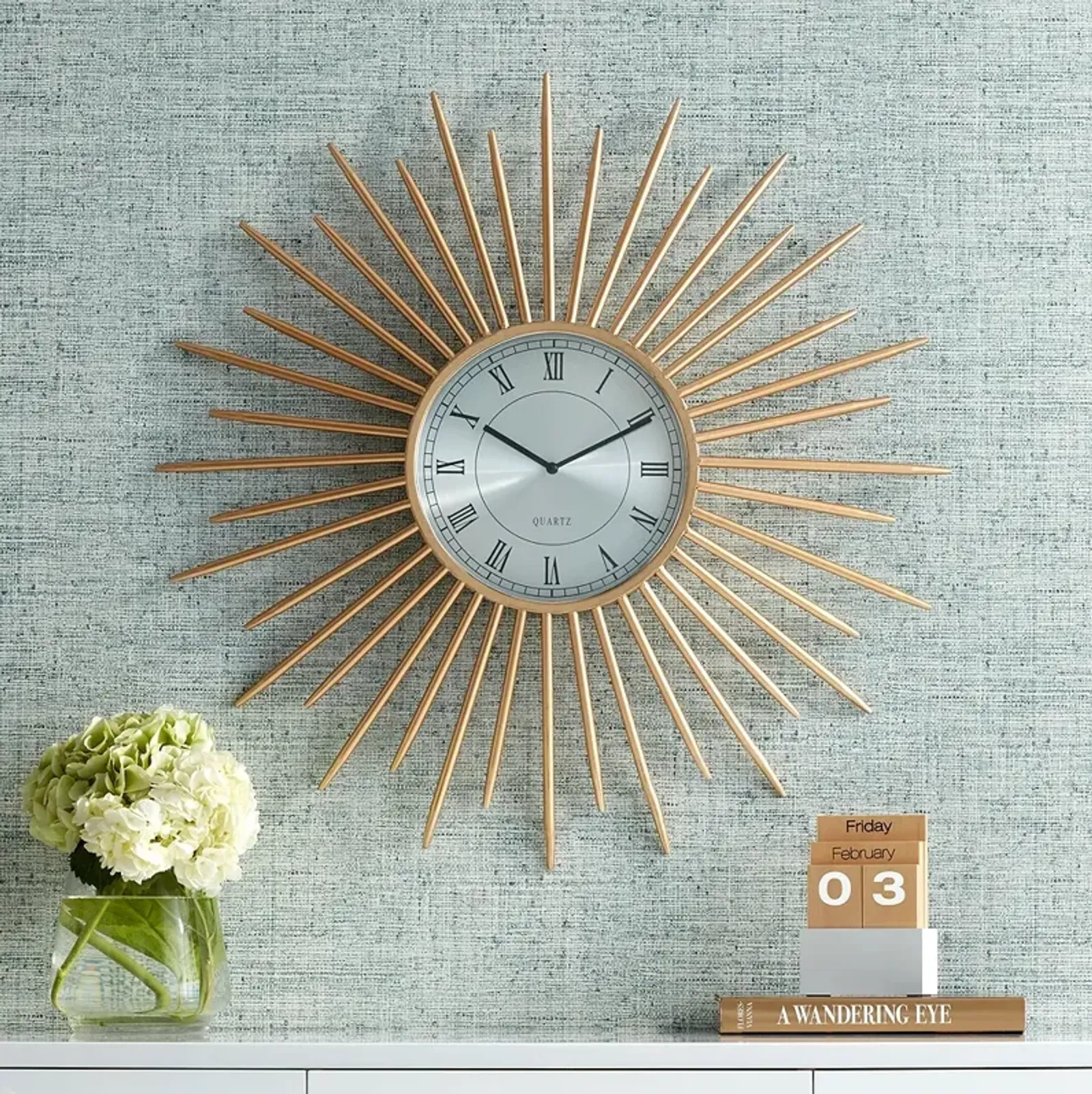 Castallia Gold 28" Round Metal Wall Clock