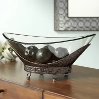 Barlow 23 1/4" Wide Decorative Glass Bowl with Bronze Base