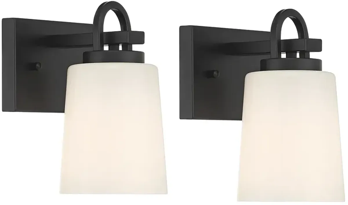 Possini Euro Barnes 9" High Black Wall Sconce Set of 2