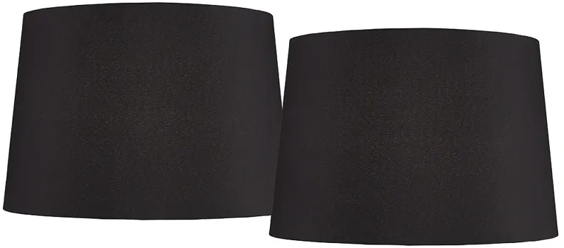 Black Faux Silk Set of 2 Drum Lamp Shades 13x15x10 (Spider)