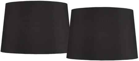 Black Faux Silk Set of 2 Drum Lamp Shades 13x15x10 (Spider)