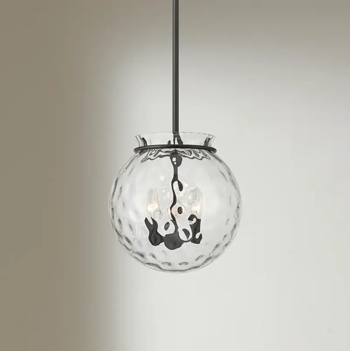 Possini Euro Kodi 12" Wide Bronze Hammered Glass 3-Light Pendant Light