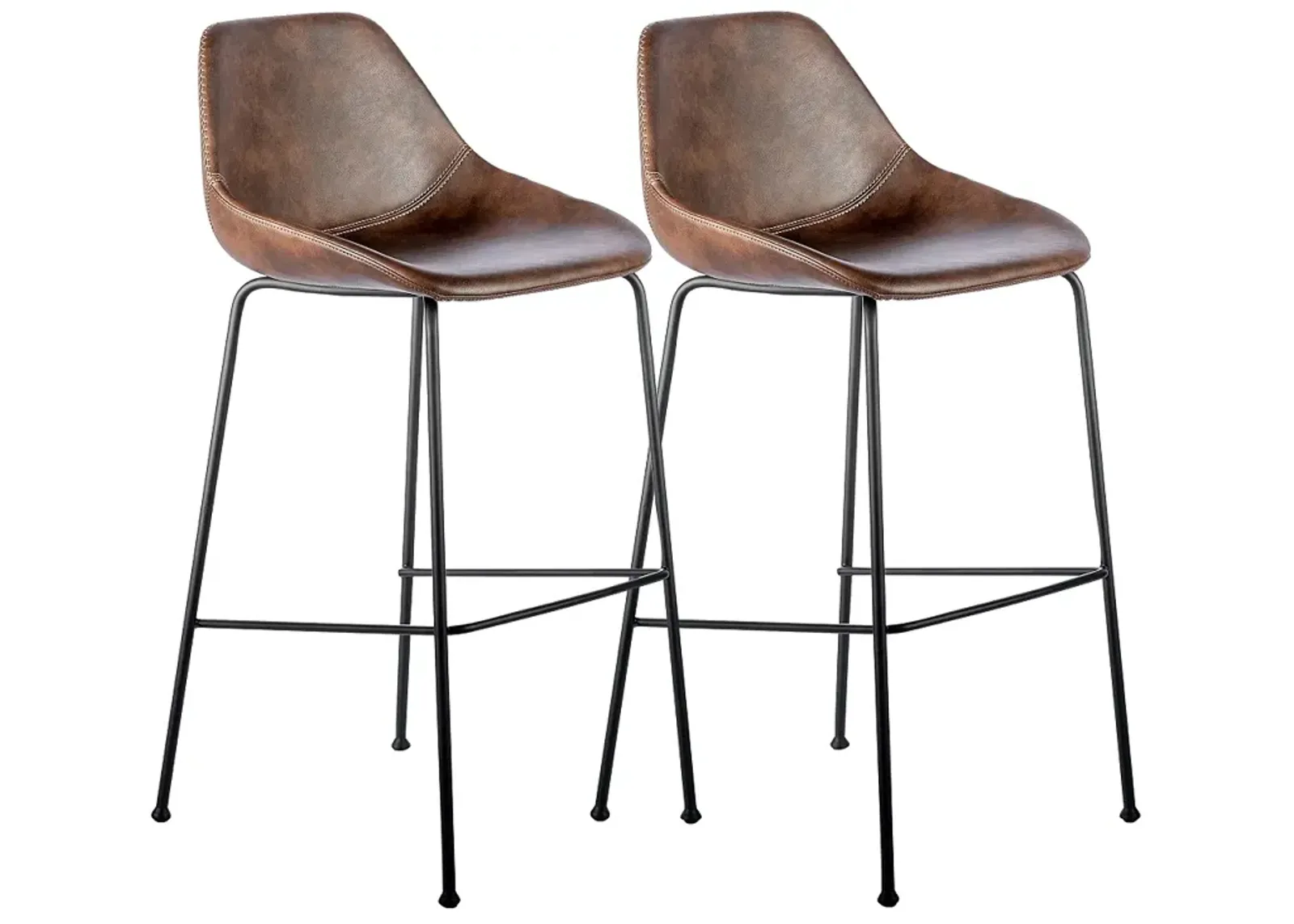 Corinna 29 1/2" Vintage Brown Leatherette Bar Stool Set of 2