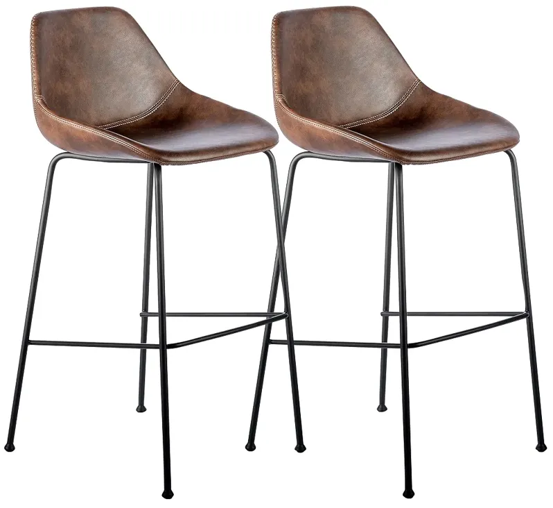 Corinna 29 1/2" Vintage Brown Leatherette Bar Stool Set of 2