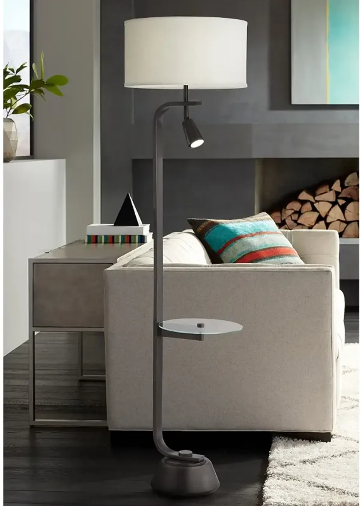Pacific Coast 67" Othello Glass Table Floor Lamp with Reading Light