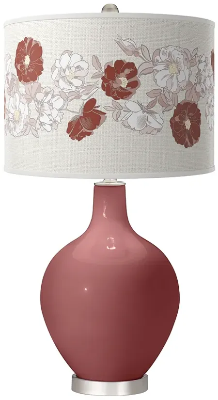 Toile Red Rose Bouquet Ovo Table Lamp