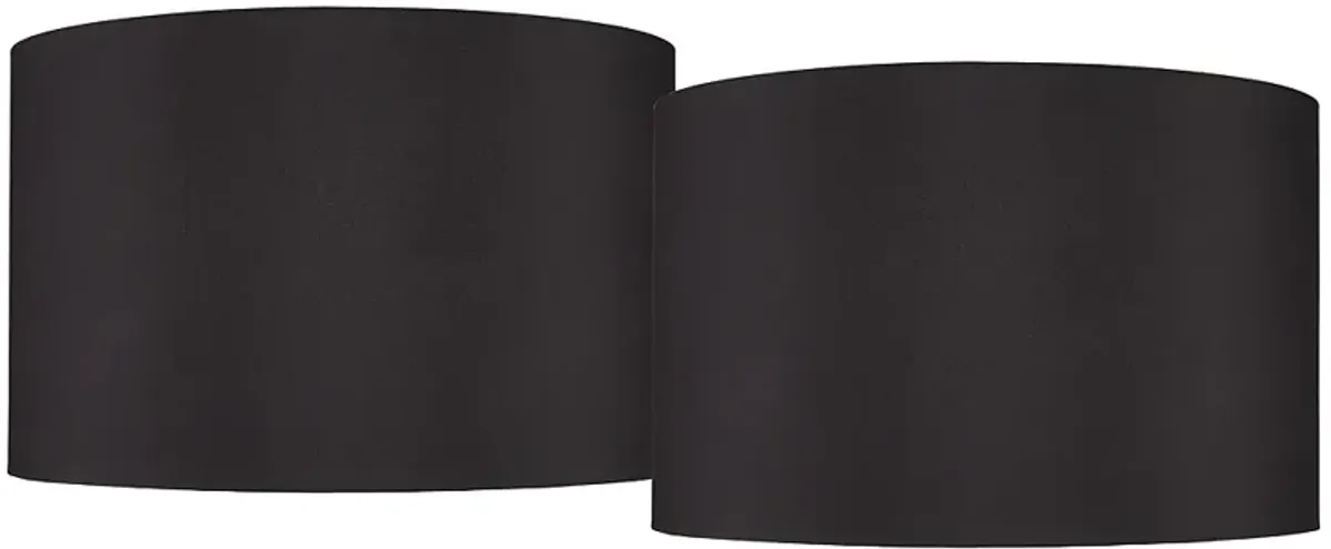 Springcrest Black Faux Silk Set of 2 Drum Lamp Shades 19x19x12 (Spider)