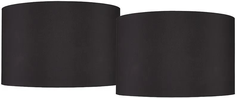 Black Faux Silk Set of 2 Drum Lamp Shades 19x19x12 (Spider)
