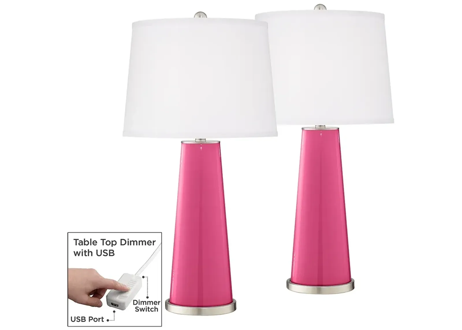 Blossom Pink Leo Table Lamp Set of 2 with Dimmers