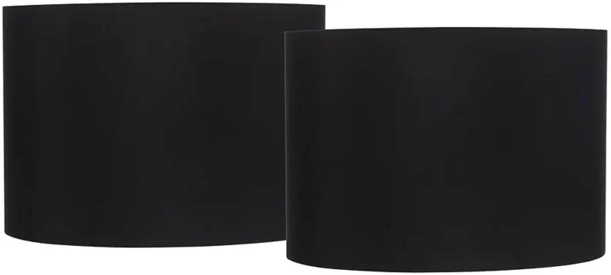 Springcrest Black Fabric Set of 2 Drum Lamp Shades 16x16x11 (Spider)