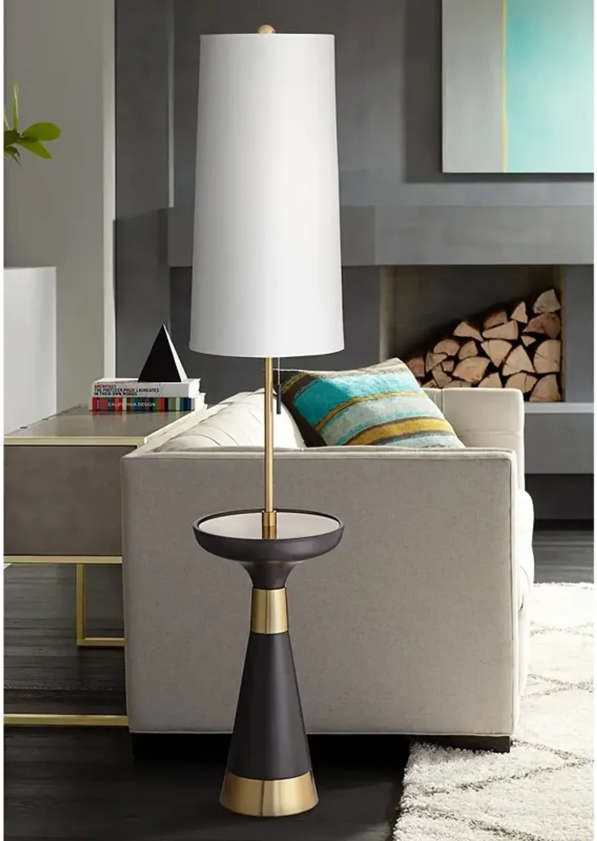 Pacific Coast Lighting Otis Black 66" High Tray Table Floor Lamp