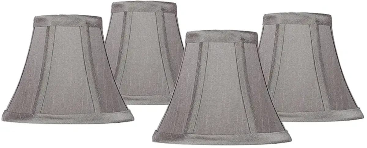 Pewter Gray Bell Chip Chandelier Shades 3x6x5 (Clip-On) Set of 4