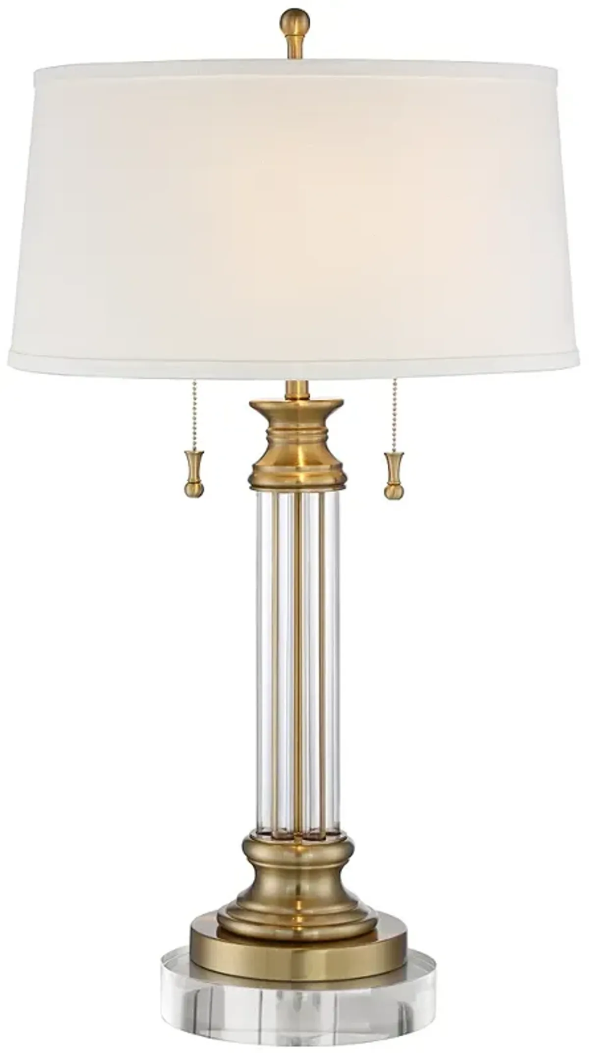 Vienna Full Spectrum 31 1/2" Brass and Crystal Lamp with Round Riser