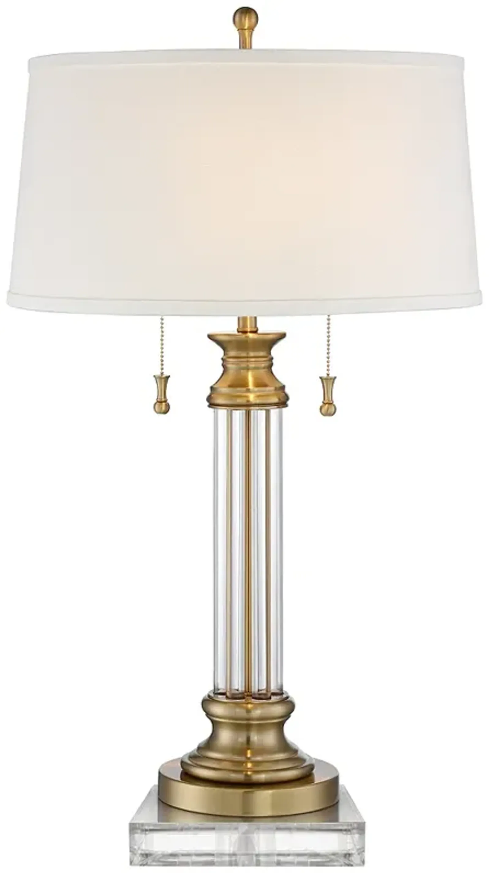 Vienna Full Spectrum 31 1/2" Brass and Crystal Lamp with Square Riser