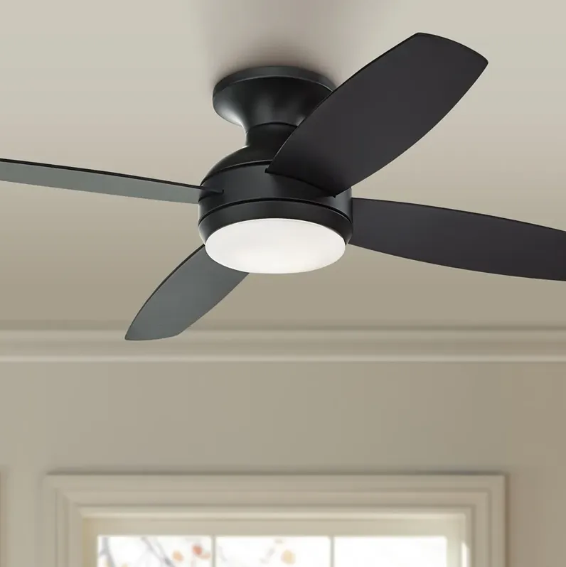 52" Casa Elite Matte Black LED Hugger Ceiling Fan with Remote Control