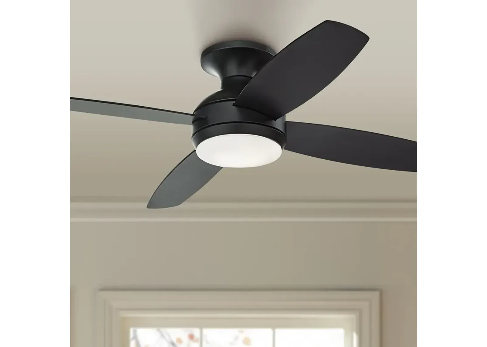 52" Casa Elite Matte Black LED Hugger Ceiling Fan with Remote Control