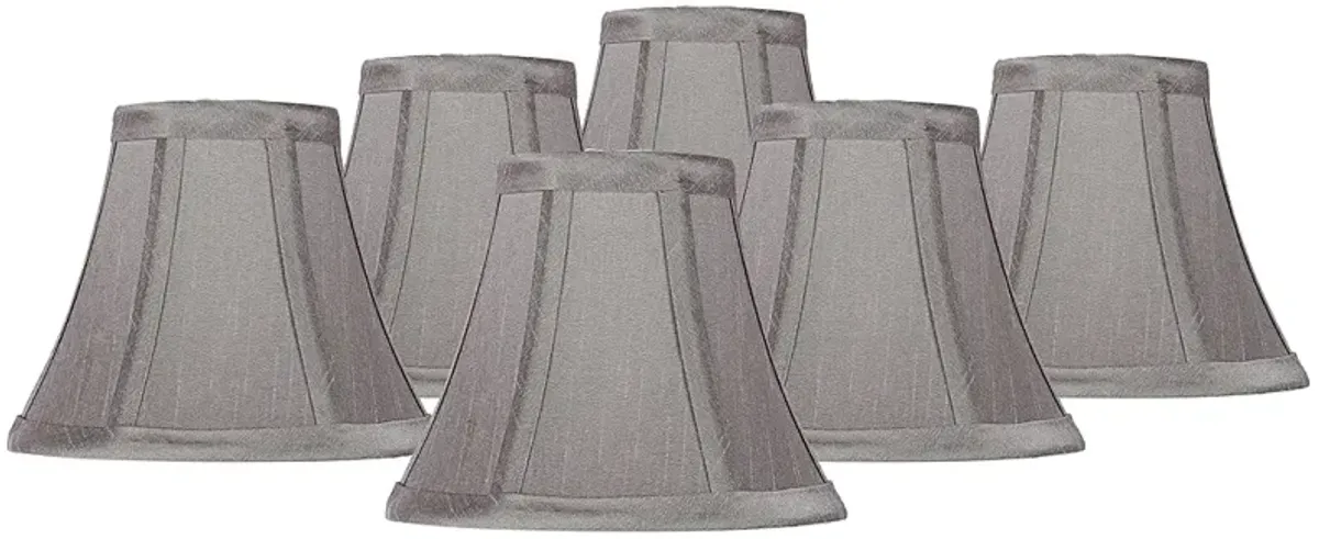 Pewter Gray Bell Chip Chandelier Shades 3x6x5 (Clip-On) Set of 6