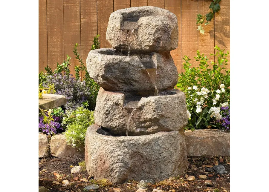 Glacial Rock Zen 30" High Water Fountain with LED Lights