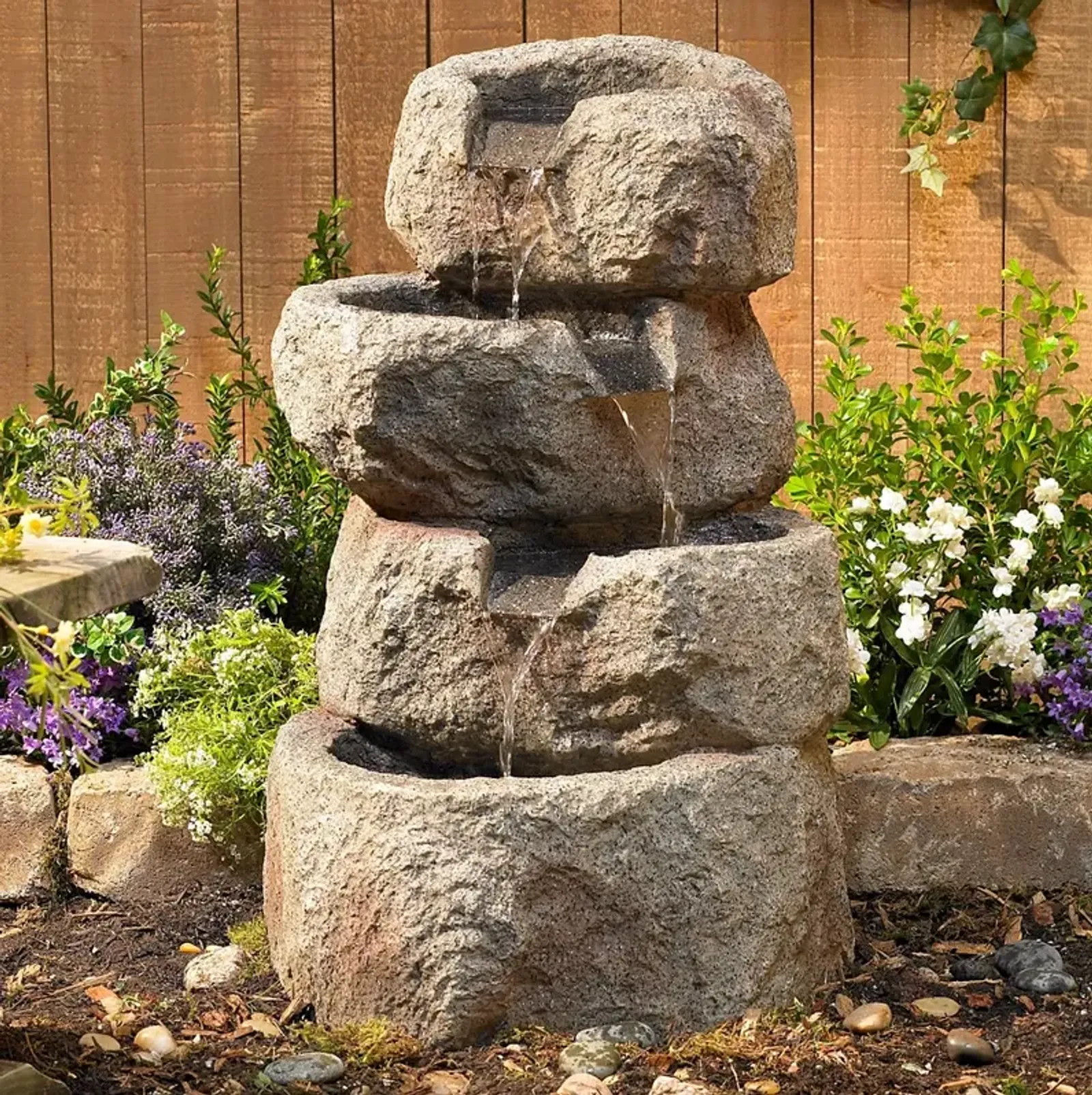 Glacial Rock Zen 30" High Water Fountain with LED Lights