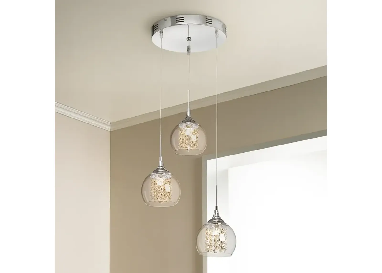 Possini Euro 14 1/2" Encircled Crystal Globe Multi-Light LED Pendant