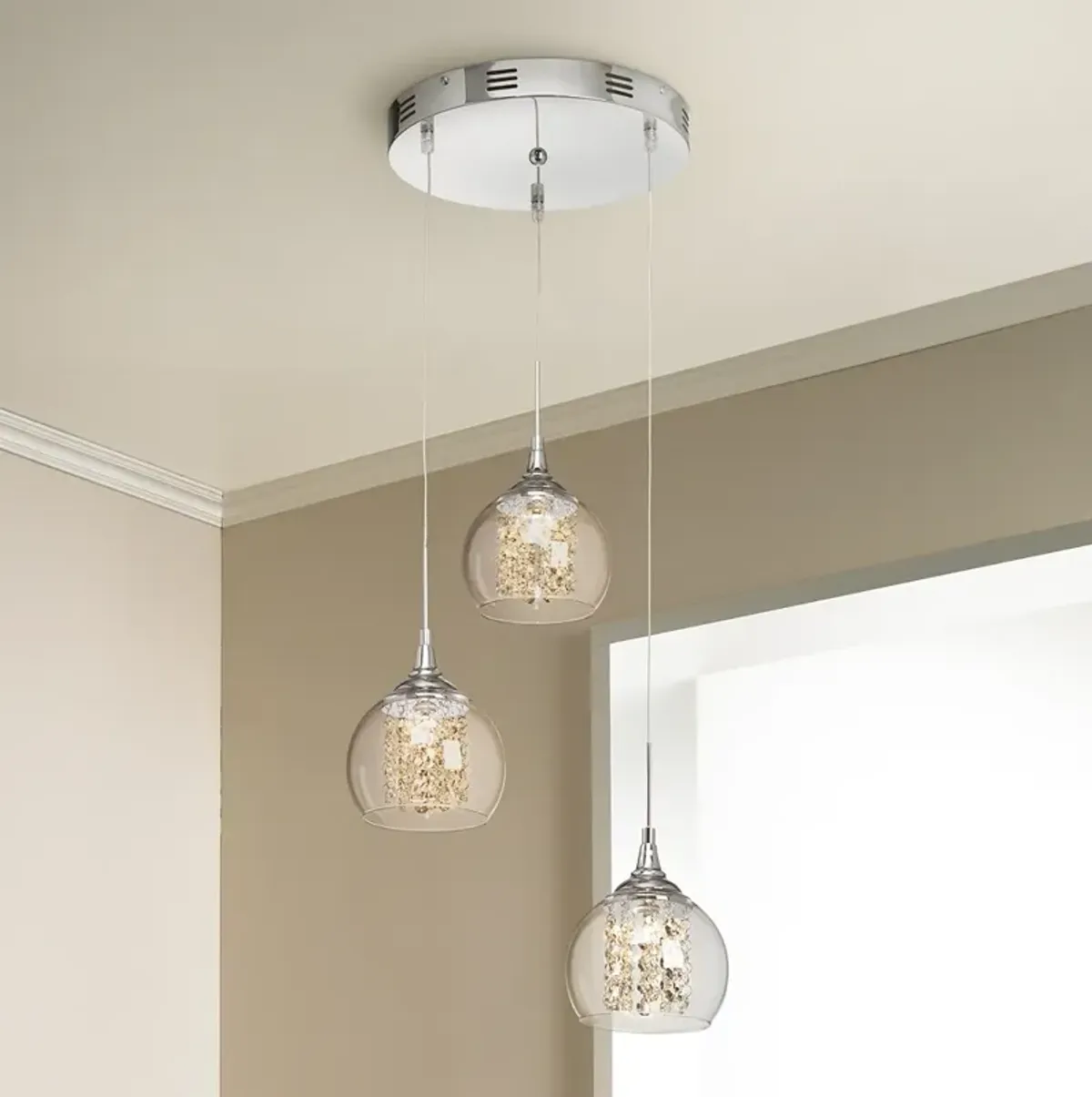 Possini Euro 14 1/2" Encircled Crystal Globe Multi-Light LED Pendant