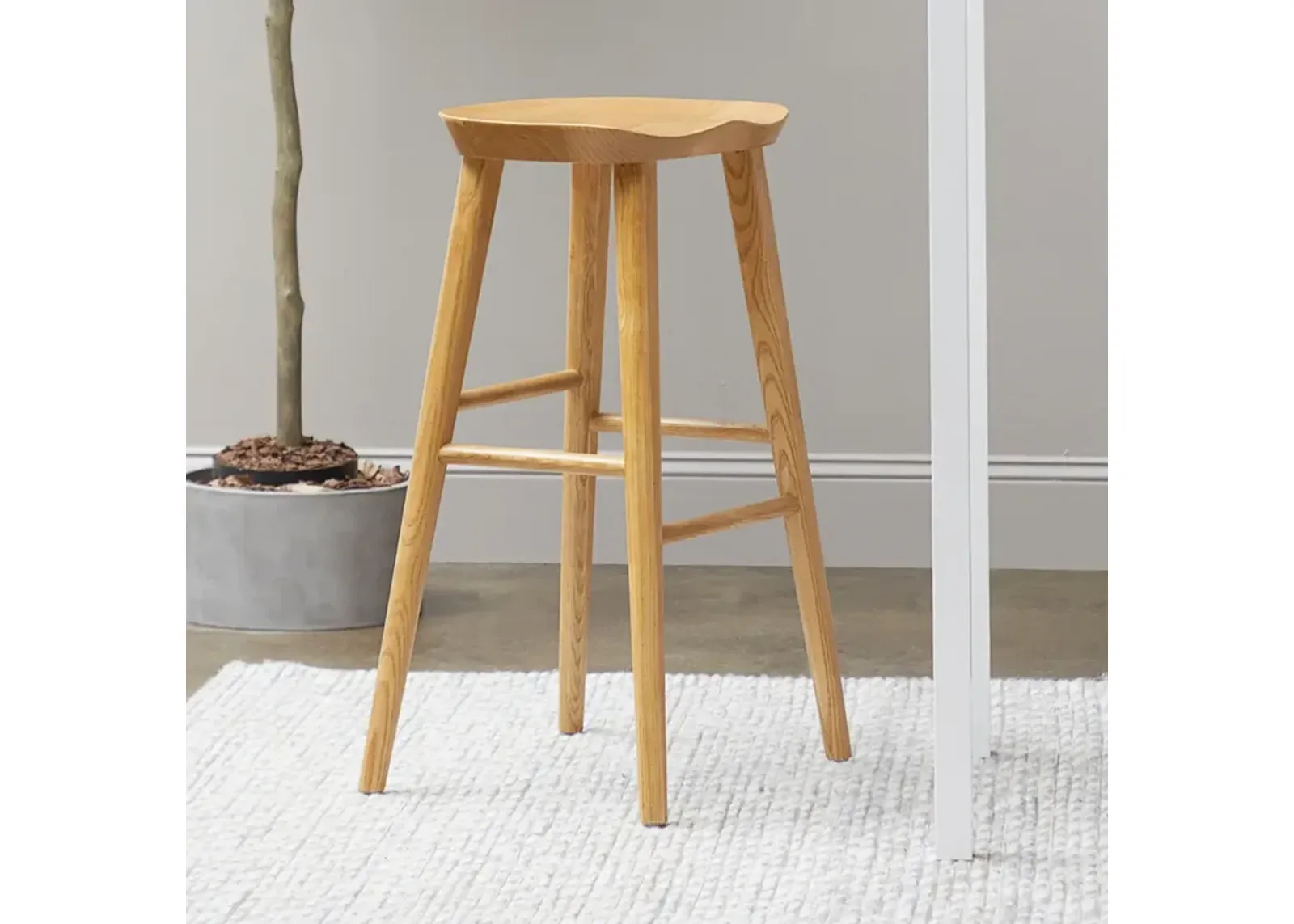 Vieno 29 1/2" High Natural Wood Bar Stool