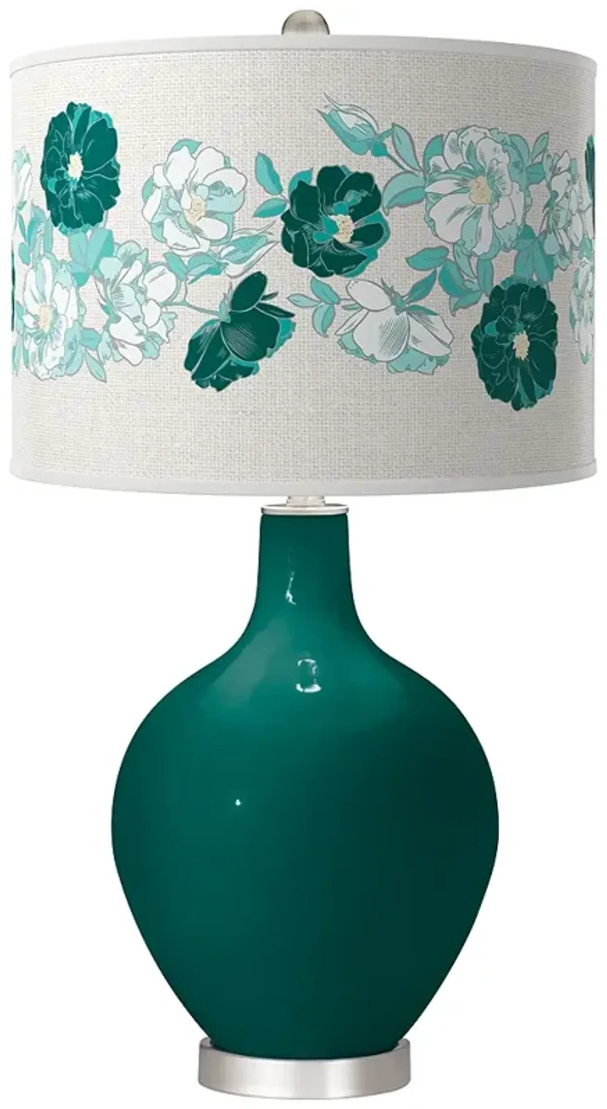 Blue Peacock Rose Bouquet Ovo Table Lamp