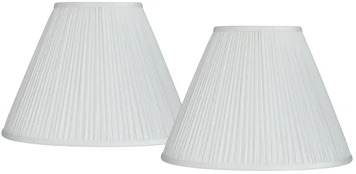 White Set of 2 Pleated Empire Lamp Shades 7x16x12 (Spider)