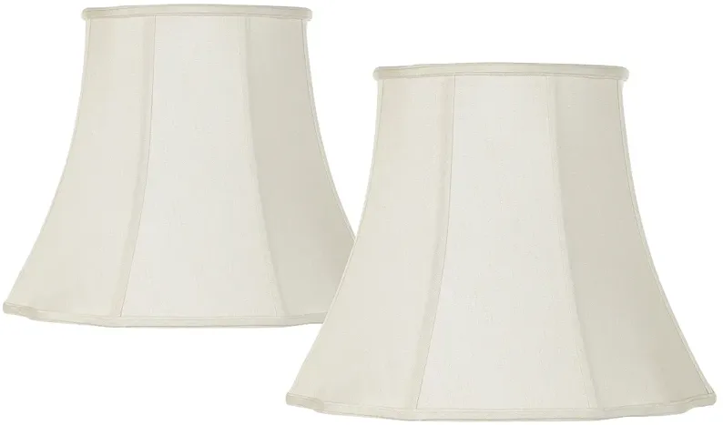 Creme Bell Curve Cut Corner Lamp Shades 11x18x15 (Spider) Set of 2