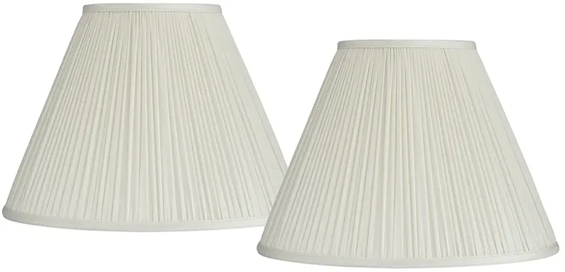 Beige Set of 2 Pleated Empire Lamp Shades 7x16x12 (Spider)