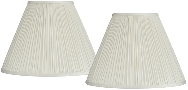Beige Set of 2 Pleated Empire Lamp Shades 7x16x12 (Spider)