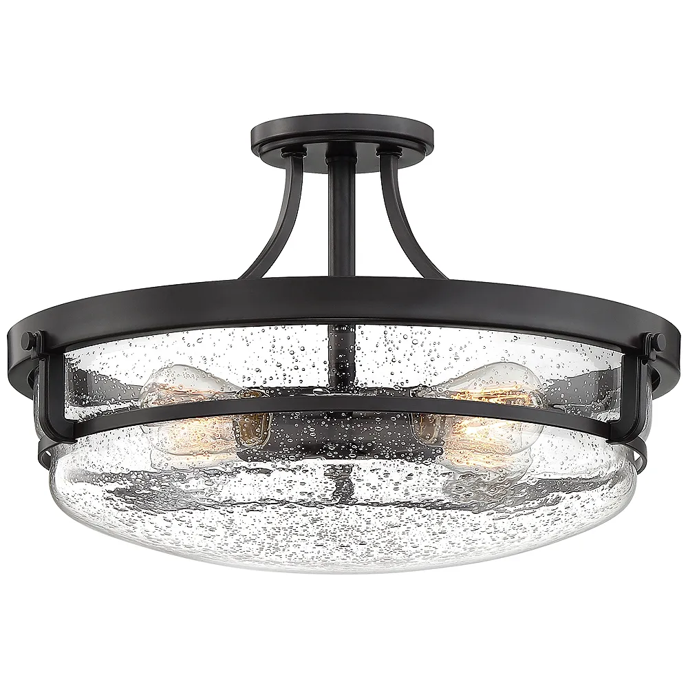 Outpost 19-in W Bronze Semi-Flush Mount