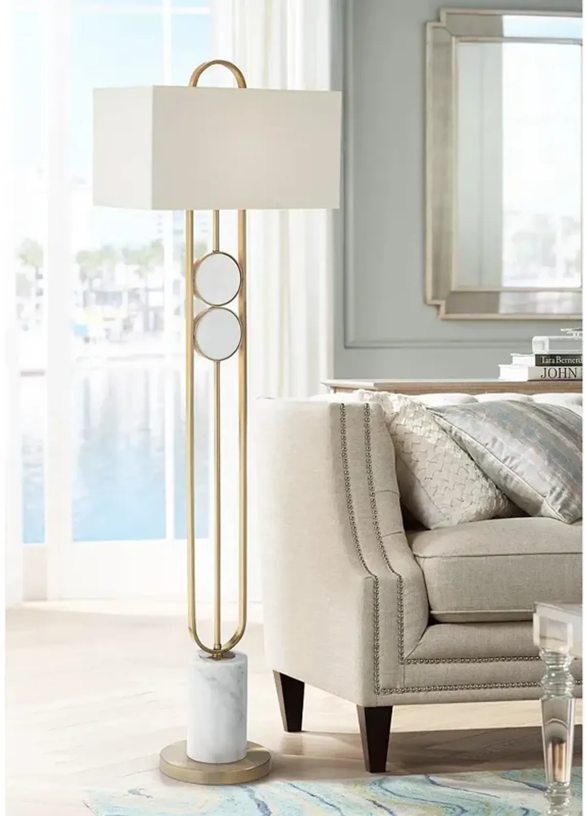 Pacific Coast Lighting Disc 68" High Gold and Marble Modern Floor Lamp