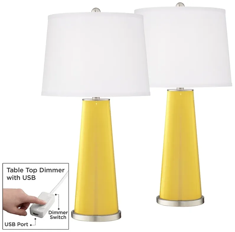 Lemon Zest Leo Table Lamp Set of 2 with Dimmers