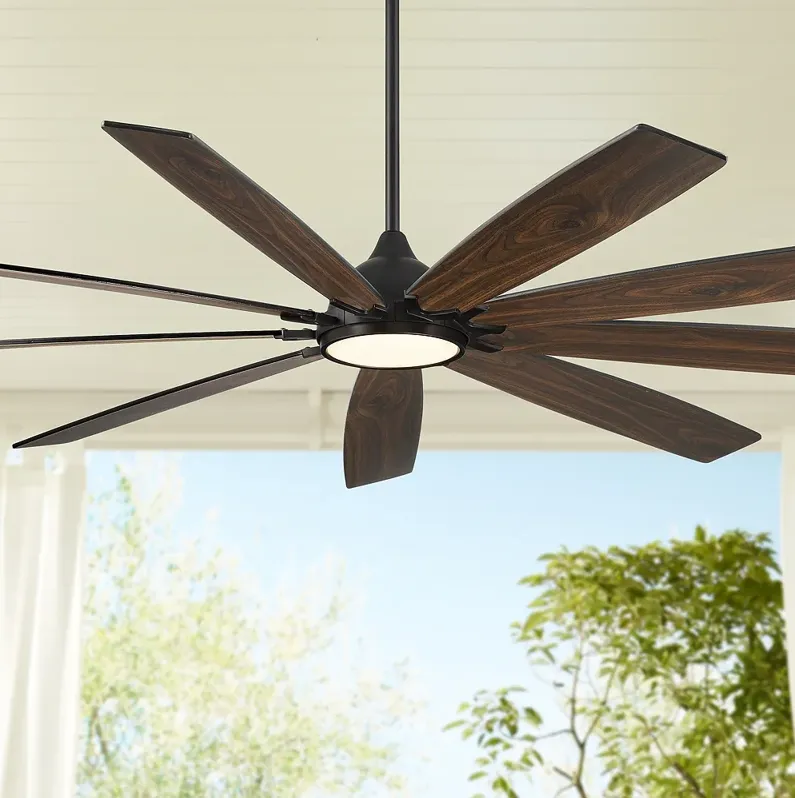 72" Casa Vieja Tahoe Breeze Black LED Outdoor Ceiling Fan with Remote