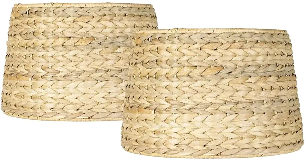 Woven Seagrass Drum Shades 10x12x8.25 (Spider) Set of 2