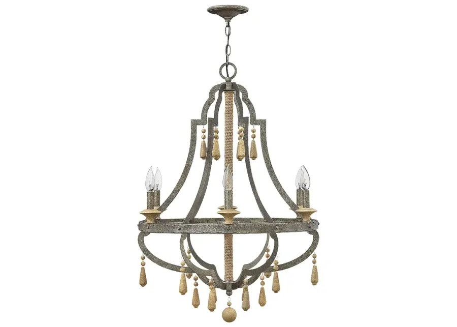 Chandelier Cordoba-Small Open Frame Single Tier-Distressed Iron