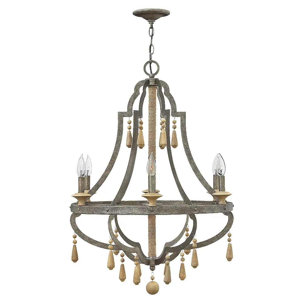 Chandelier Cordoba-Small Open Frame Single Tier-Distressed Iron