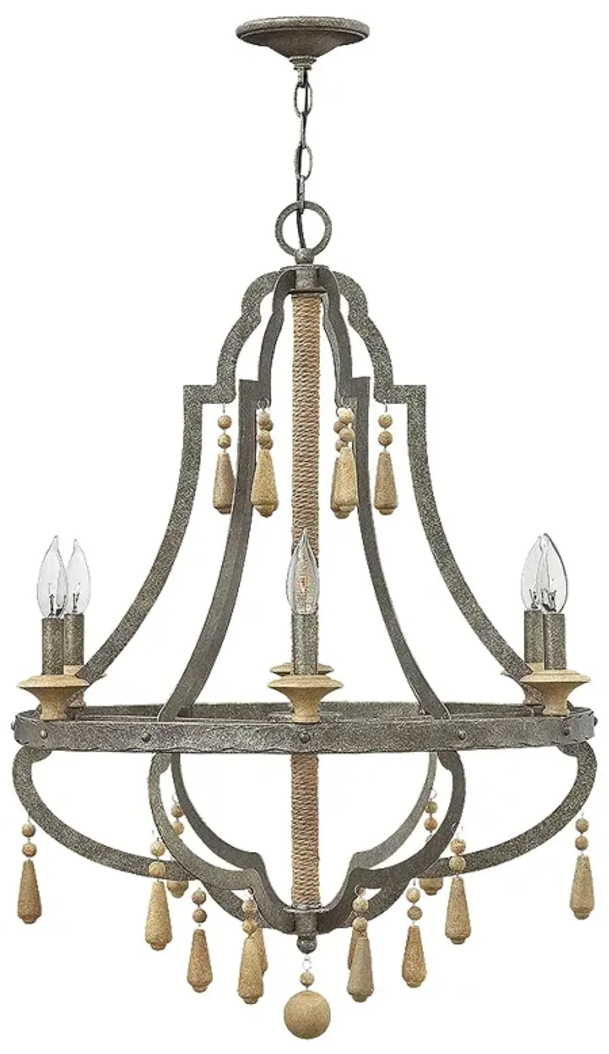 Chandelier Cordoba-Small Open Frame Single Tier-Distressed Iron