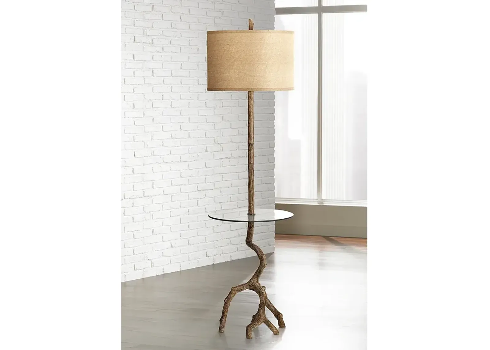 Pacific Coast Lighting Beachwood 65" Floor Lamp with Glass Tray Table