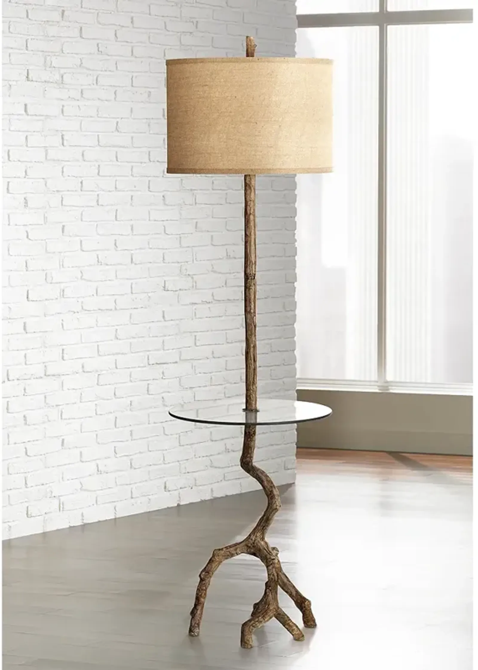 Pacific Coast Lighting Beachwood 65" Floor Lamp with Glass Tray Table