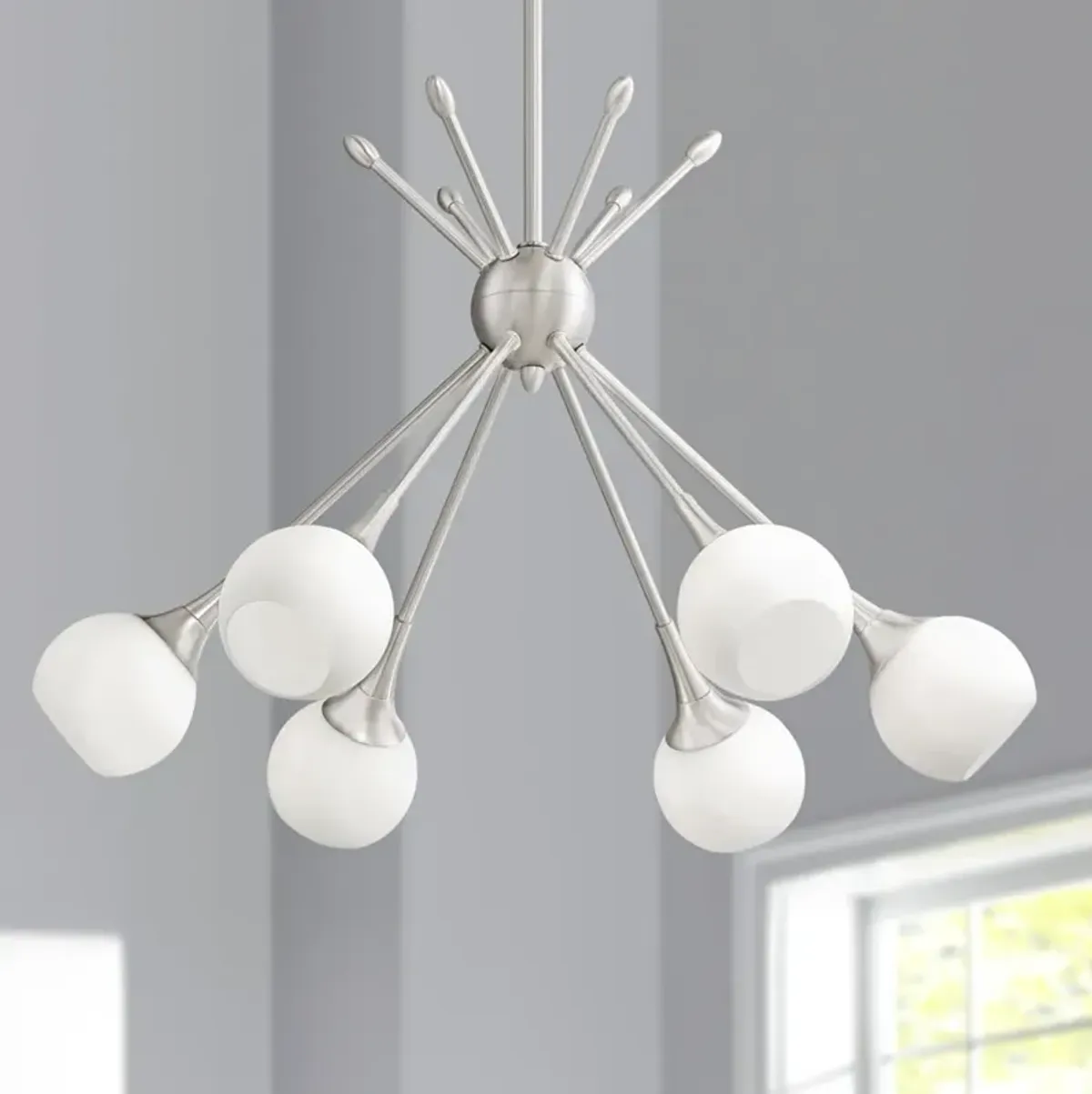 George Kovacs Pontil 24" Wide Brushed Nickel Six Light Sputnik Pendant