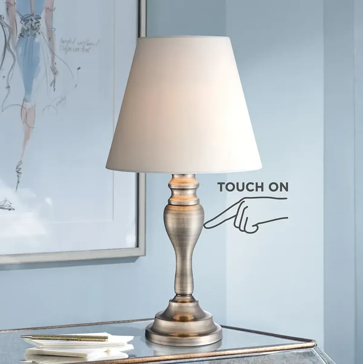 Regency Hill Thom 19 1/4" Brass Finish Touch On-Off Accent Table Lamp