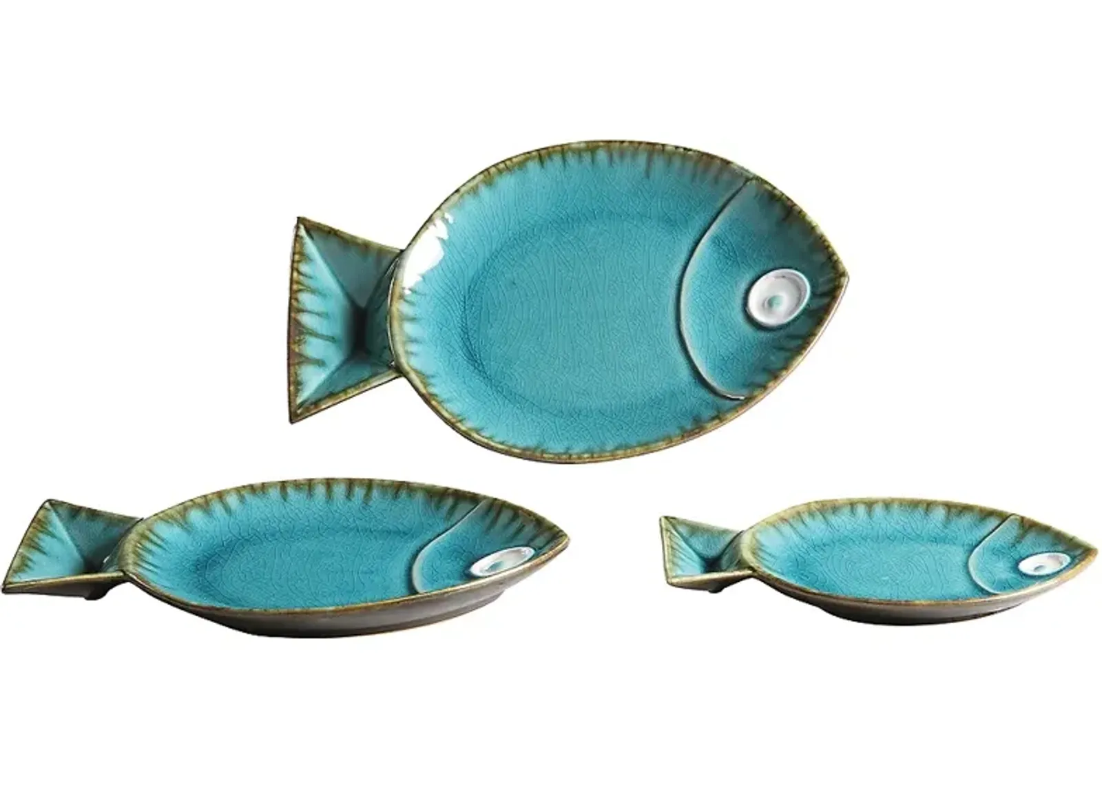 Crestview Collection Set of 3 Lake City Fish Serving Trays