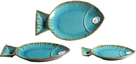Crestview Collection Set of 3 Lake City Fish Serving Trays