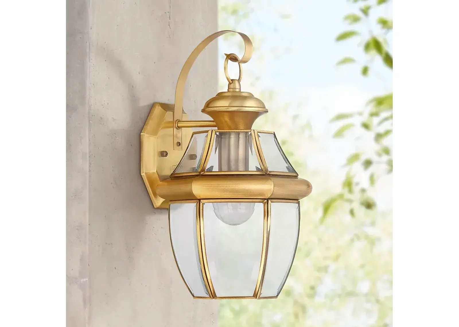 Quoizel Newbury 14" High Polished Brass Outdoor Wall Light