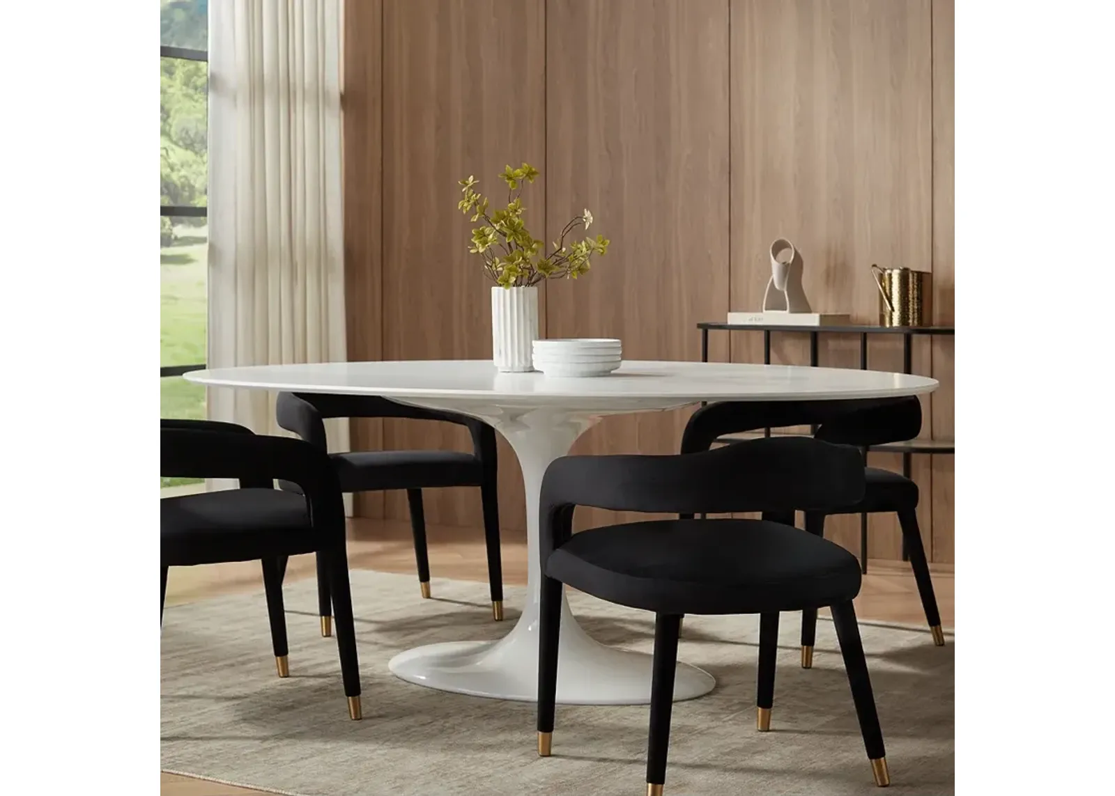 Astrid 78 1/2" Wide Satin White Modern Oval Dining Table