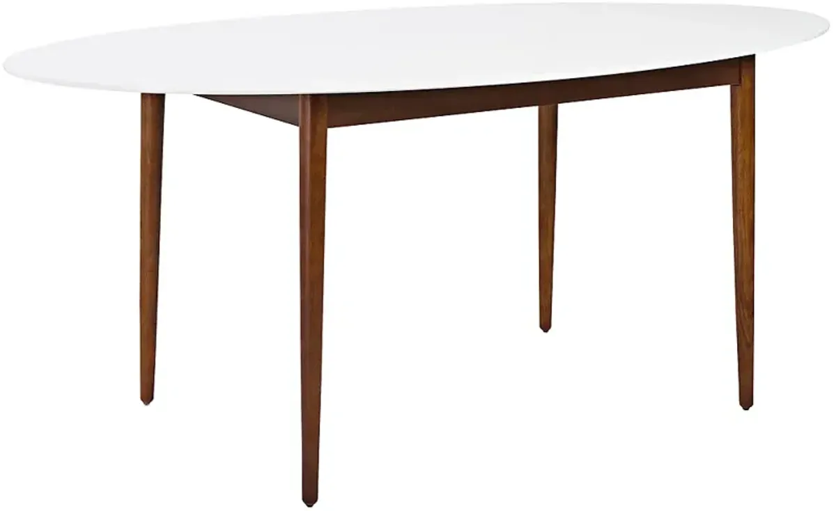 Manon 63" Wide Matte White Dark Walnut Oval Dining Table