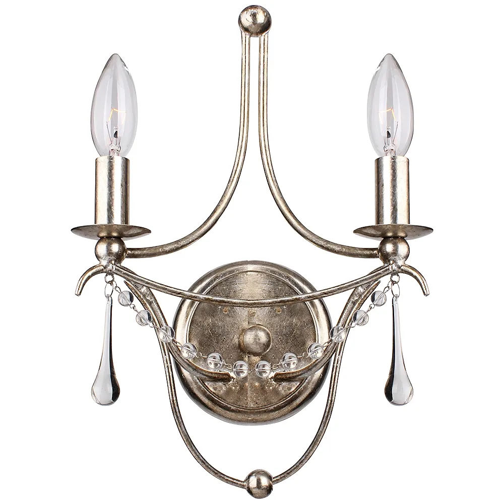 Crystorama Metro 14 1/2" High Antique Silver Sconce